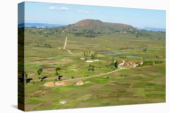 Traditional Village on Hill around Antsirabe, Madagascar, Africa-Bruno Morandi-Stretched Canvas