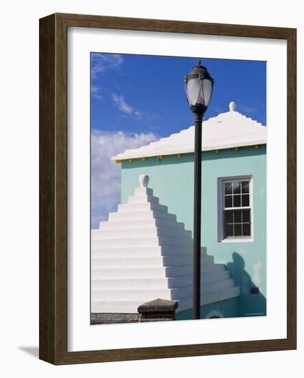 Traditional White Stone Roofs on Colourful Bermuda Houses-Gavin Hellier-Framed Photographic Print