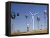 Traditional Windmills with a Wind Turbine on a Landscape, American Wind Power Center, Lubbock-null-Framed Stretched Canvas