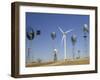 Traditional Windmills with a Wind Turbine on a Landscape, American Wind Power Center, Lubbock-null-Framed Photographic Print