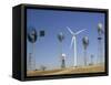 Traditional Windmills with a Wind Turbine on a Landscape, American Wind Power Center, Lubbock-null-Framed Stretched Canvas