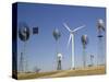 Traditional Windmills with a Wind Turbine on a Landscape, American Wind Power Center, Lubbock-null-Stretched Canvas