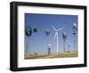 Traditional Windmills with a Wind Turbine on a Landscape, American Wind Power Center, Lubbock-null-Framed Photographic Print