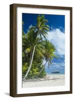 Traditional wood carved boat in the Aitutaki lagoon, Rarotonga and the Cook Islands, South Pacific,-Michael Runkel-Framed Photographic Print