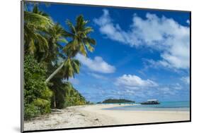 Traditional wood carved boat in the Aitutaki lagoon, Rarotonga and the Cook Islands, South Pacific,-Michael Runkel-Mounted Photographic Print