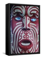 Traditional Wood Carved Mask in the Te Puia Maori Cultural Center-Michael-Framed Stretched Canvas