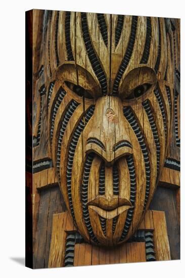 Traditional Wood Carved Mask in the Te Puia Maori Cultural Center-Michael-Stretched Canvas