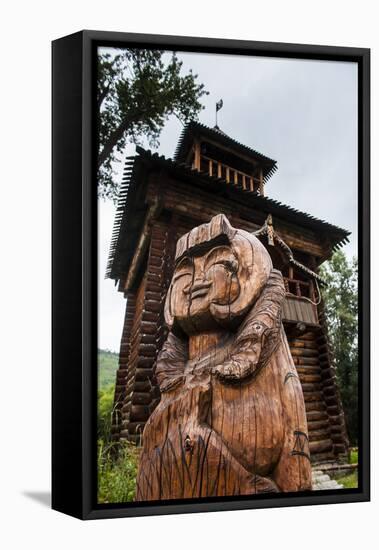 Traditional Wood Carving in the Ewenen Museum in Esso, Kamchatka, Russia, Eurasia-Michael Runkel-Framed Stretched Canvas