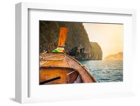 Traditional Wooden Boat in a Tropical Bay on Koh Phi Phi Island, Thailand, Asia.-goinyk-Framed Photographic Print