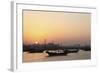 Traditional Wooden Dhow Boats in the Corniche Marina, at Sunset in Doha, Qatar, Middle East-Stuart-Framed Photographic Print