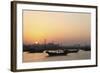 Traditional Wooden Dhow Boats in the Corniche Marina, at Sunset in Doha, Qatar, Middle East-Stuart-Framed Photographic Print