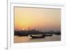 Traditional Wooden Dhow Boats in the Corniche Marina, at Sunset in Doha, Qatar, Middle East-Stuart-Framed Photographic Print