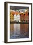 Traditional Wooden Hanseatic Merchants Buildings of the Bryggen, in Harbour, Bergen, Norway-Robert Harding-Framed Photographic Print