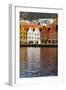 Traditional Wooden Hanseatic Merchants Buildings of the Bryggen, in Harbour, Bergen, Norway-Robert Harding-Framed Photographic Print