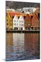 Traditional Wooden Hanseatic Merchants Buildings of the Bryggen, in Harbour, Bergen, Norway-Robert Harding-Mounted Photographic Print