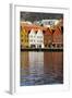 Traditional Wooden Hanseatic Merchants Buildings of the Bryggen, in Harbour, Bergen, Norway-Robert Harding-Framed Photographic Print