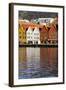 Traditional Wooden Hanseatic Merchants Buildings of the Bryggen, in Harbour, Bergen, Norway-Robert Harding-Framed Photographic Print