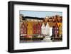 Traditional Wooden Hanseatic Merchants Buildings of the Bryggen, in Harbour, Bergen, Norway-Robert Harding-Framed Photographic Print