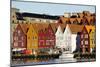 Traditional Wooden Hanseatic Merchants Buildings of the Bryggen, in Harbour, Bergen, Norway-Robert Harding-Mounted Photographic Print