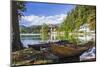 Traditional wooden pletnja rowing boat used to ferry tourists to St. Mary's Church of Assumption on-Miva Stock-Mounted Photographic Print