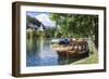 Traditional wooden pletnja rowing boat used to ferry tourists to St. Mary's Church of Assumption on-Miva Stock-Framed Photographic Print