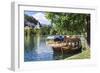 Traditional wooden pletnja rowing boat used to ferry tourists to St. Mary's Church of Assumption on-Miva Stock-Framed Photographic Print