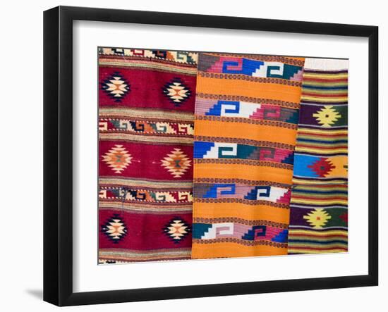 Traditional Woven Fabrics in Tourist Shops, Mitla, Oaxaca, Mexico, North America-Robert Harding-Framed Photographic Print