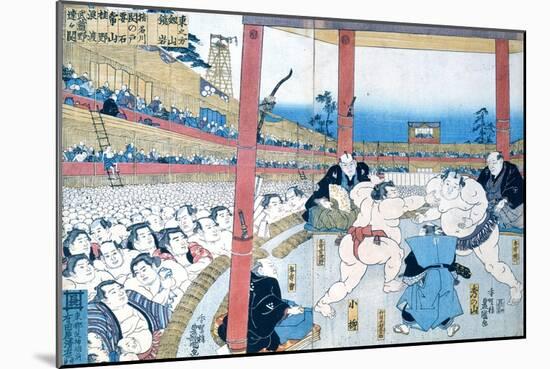 Traditional Wrestling in Japan: Sumo Wrestlers-null-Mounted Giclee Print