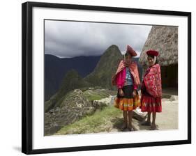 Traditionally Dressed Children by Machu Picchu, UNESCO World Heritage Site, Vilcabamba Mtns, Peru-Simon Montgomery-Framed Photographic Print