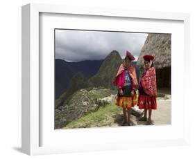 Traditionally Dressed Children by Machu Picchu, UNESCO World Heritage Site, Vilcabamba Mtns, Peru-Simon Montgomery-Framed Photographic Print