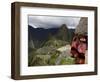 Traditionally Dressed Children Looking over the Ruins of Machu Picchu, UNESCO World Heritage Site, -Simon Montgomery-Framed Photographic Print