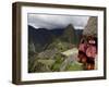 Traditionally Dressed Children Looking over the Ruins of Machu Picchu, UNESCO World Heritage Site, -Simon Montgomery-Framed Photographic Print