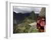 Traditionally Dressed Children Looking over the Ruins of Machu Picchu, UNESCO World Heritage Site, -Simon Montgomery-Framed Photographic Print