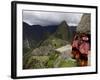 Traditionally Dressed Children Looking over the Ruins of Machu Picchu, UNESCO World Heritage Site, -Simon Montgomery-Framed Photographic Print