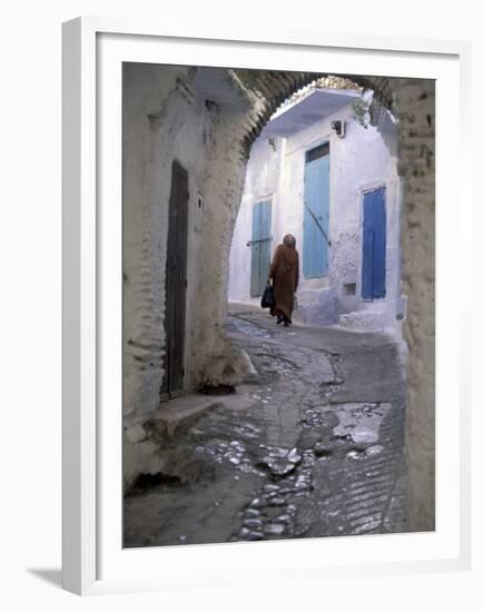 Traditionally Dressed Woman along Cobblestone Alley, Morocco-Merrill Images-Framed Premium Photographic Print