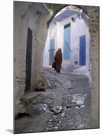 Traditionally Dressed Woman along Cobblestone Alley, Morocco-Merrill Images-Mounted Premium Photographic Print