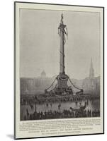 Trafalgar Day in London, the Nelson Column Decorated-null-Mounted Giclee Print