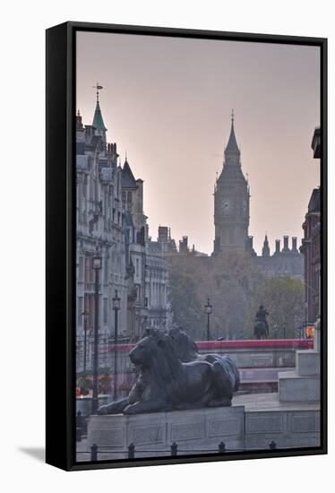 Trafalgar Square and Big Ben at Dawn, London, England, United Kingdom, Europe-Julian Elliott-Framed Stretched Canvas