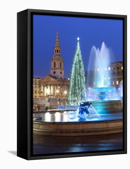 Trafalgar Square at Christmas, London, England, United Kingdom, Europe-Stuart Black-Framed Stretched Canvas