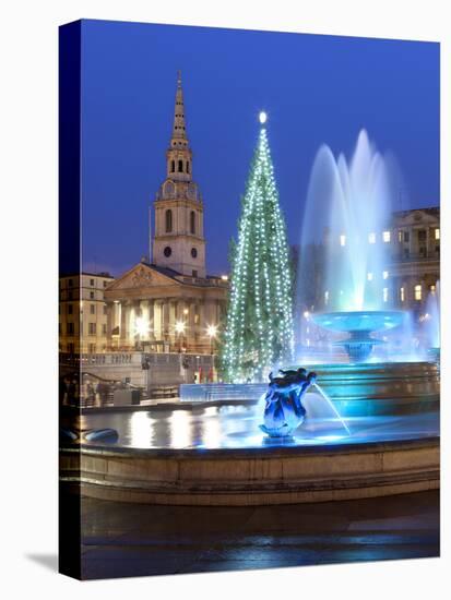 Trafalgar Square at Christmas, London, England, United Kingdom, Europe-Stuart Black-Stretched Canvas