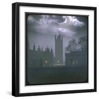 Trafalgar Square by Night with a Full Moon-null-Framed Premium Photographic Print