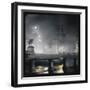 Trafalgar Square by Night with a Full Moon-null-Framed Photographic Print