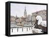 Trafalgar Square in Winter Snow, London, England, United Kingdom, Europe-Alan Copson-Framed Stretched Canvas