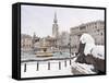 Trafalgar Square in Winter Snow, London, England, United Kingdom, Europe-Alan Copson-Framed Stretched Canvas
