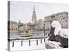 Trafalgar Square in Winter Snow, London, England, United Kingdom, Europe-Alan Copson-Stretched Canvas