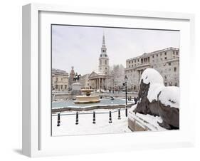 Trafalgar Square in Winter Snow, London, England, United Kingdom, Europe-Alan Copson-Framed Photographic Print
