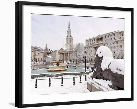 Trafalgar Square in Winter Snow, London, England, United Kingdom, Europe-Alan Copson-Framed Photographic Print