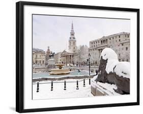 Trafalgar Square in Winter Snow, London, England, United Kingdom, Europe-Alan Copson-Framed Photographic Print