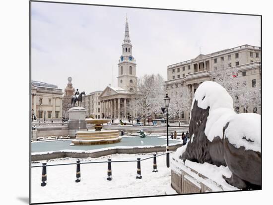Trafalgar Square in Winter Snow, London, England, United Kingdom, Europe-Alan Copson-Mounted Photographic Print