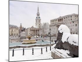 Trafalgar Square in Winter Snow, London, England, United Kingdom, Europe-Alan Copson-Mounted Photographic Print